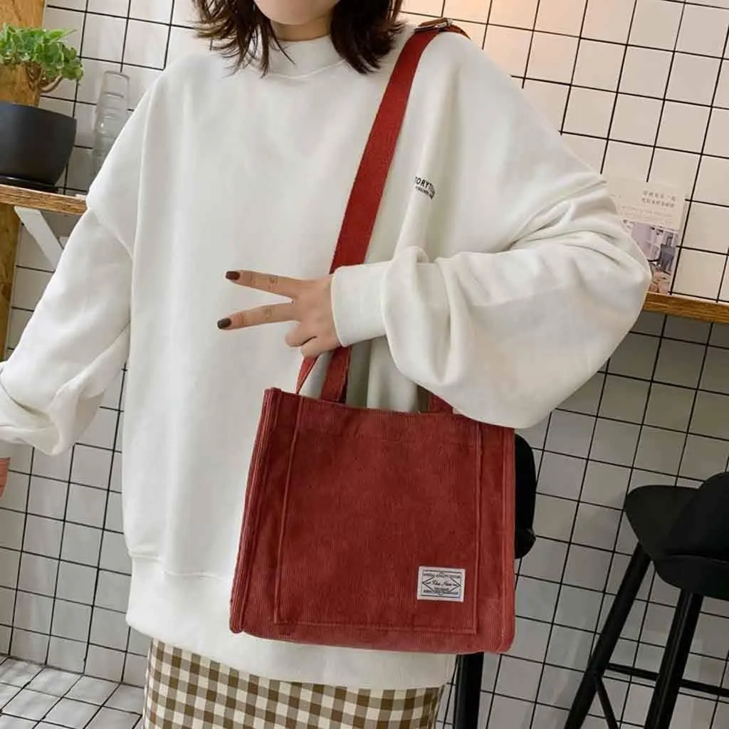 Fashion Bag Bag Handbag Corduroy Women's Casual Messenger Shoulder Canvas Bags over The Shoulder Bags (Brown, One Size)