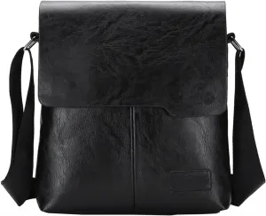 Fashion Men Shoulder Bag Trend Leather Bag Briefcase Clutch Backpack Vertical Trend Handbags for Women (Black, One Size)