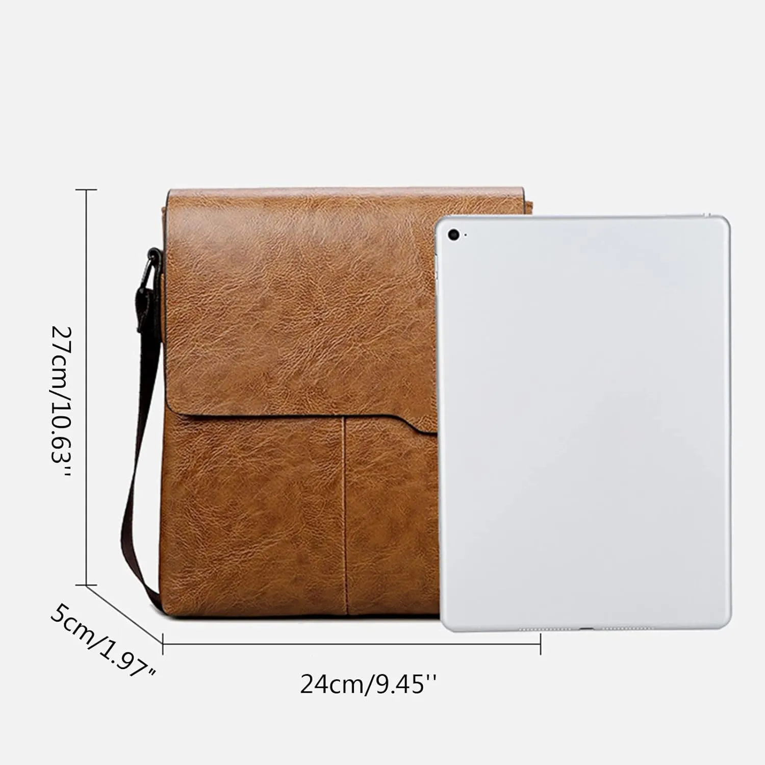 Fashion Men Shoulder Bag Trend Leather Bag Briefcase Clutch Backpack Vertical Trend Handbags for Women (Black, One Size)
