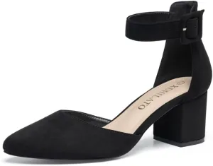Fashion women's shoes, pointed hollow thick heels, Black high heels,sandals Girls Chunky Heel Sandals with Straps,Strappy Design