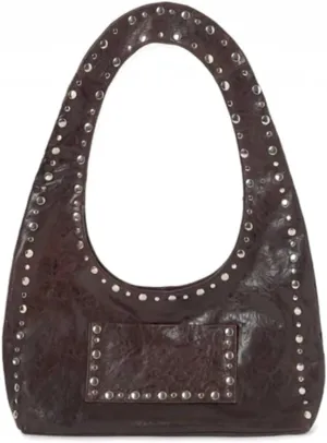 Faux Leather Designer Handbags Women Studded Purse Y2k Shoulder Bag 90s Hobo Bag Punk Streetwear