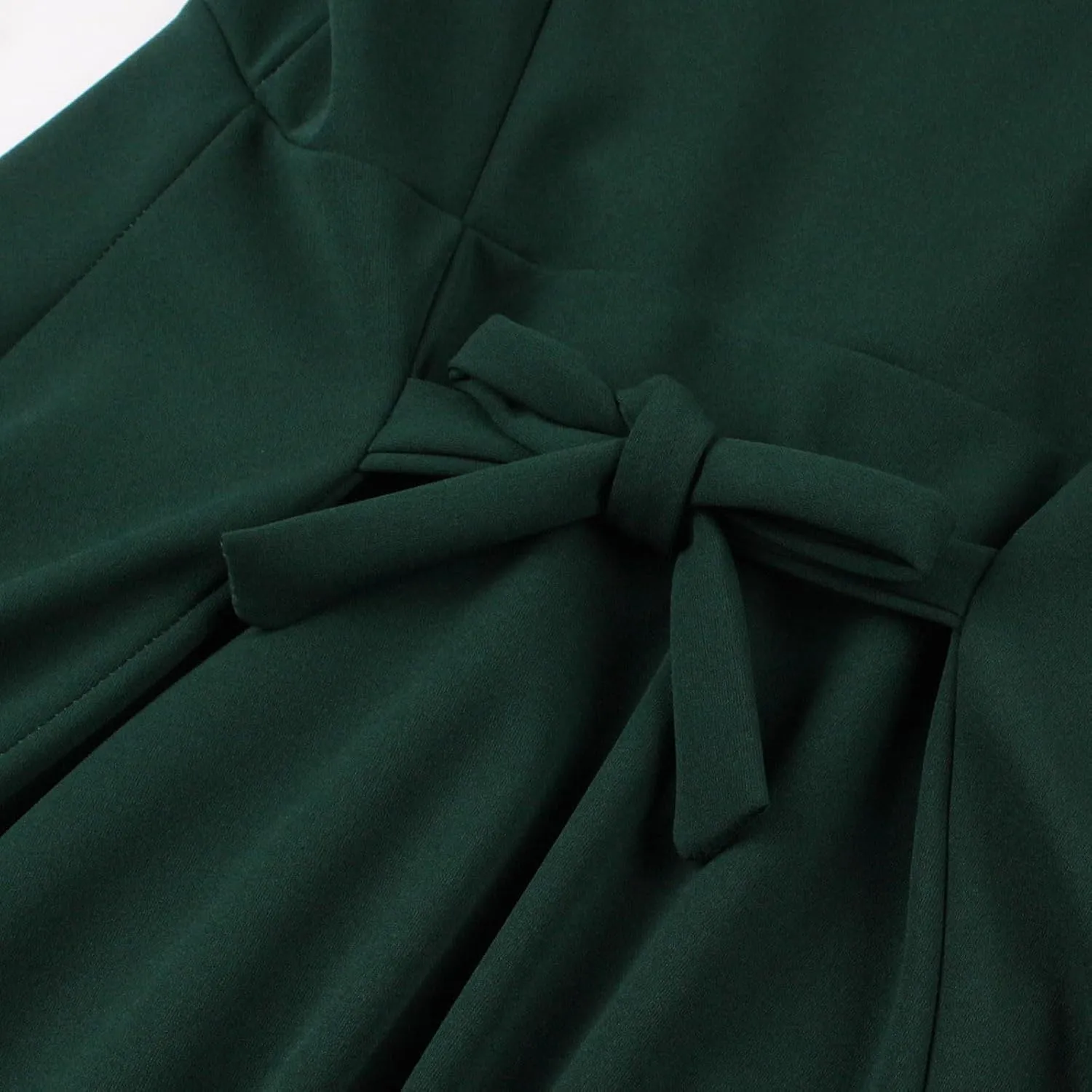 Firzero Women Vintage 1940s Dress Retro 40s 50s Button Business Work A Line Cocktail Dress Bowknot Long Sleeve Formal Dress