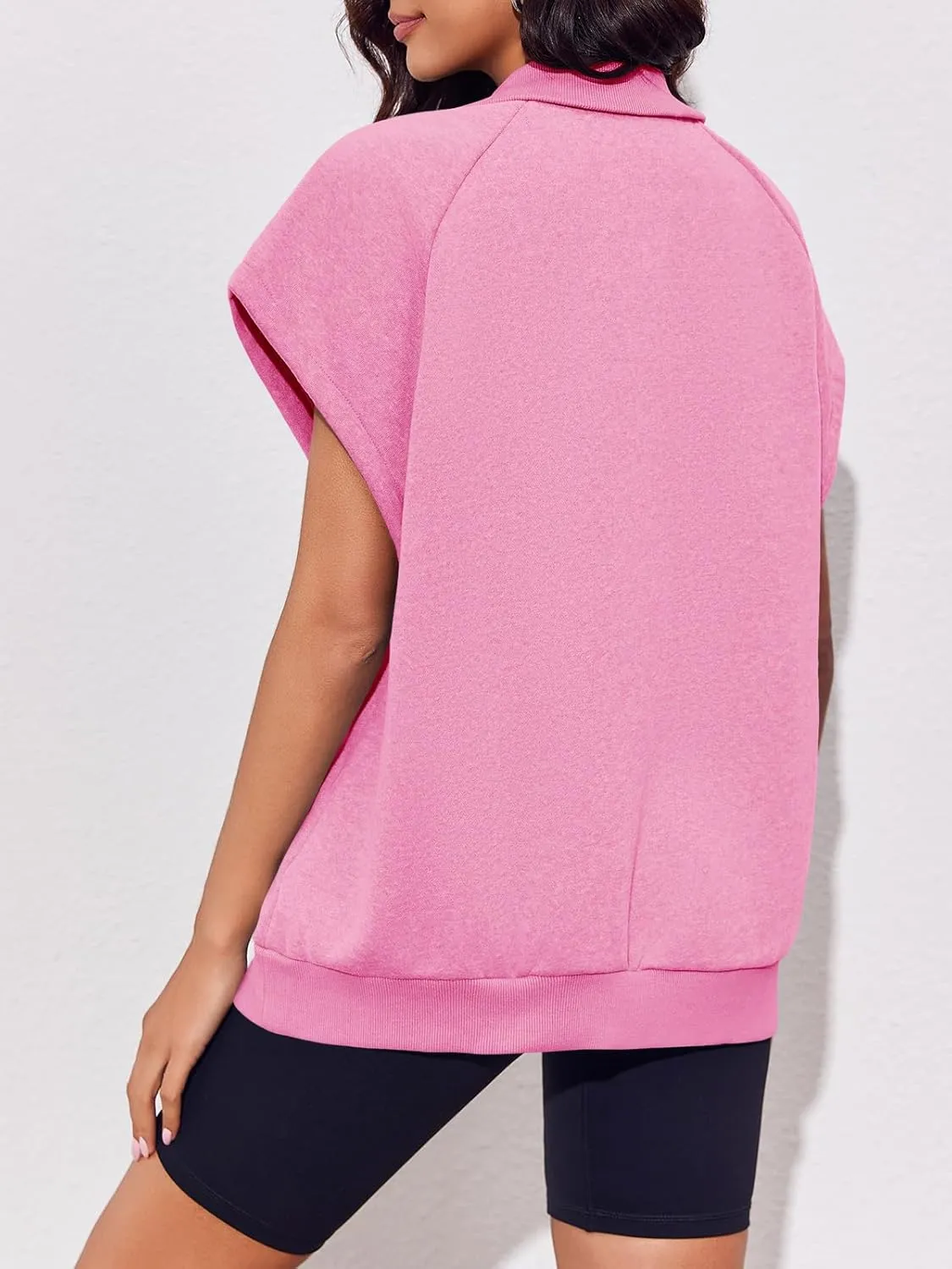 Fisoew Womens Oversized Zip Up Sweatshirts Warm Fleece Vests Fall Casual Sleeveless Jackets with Pockets