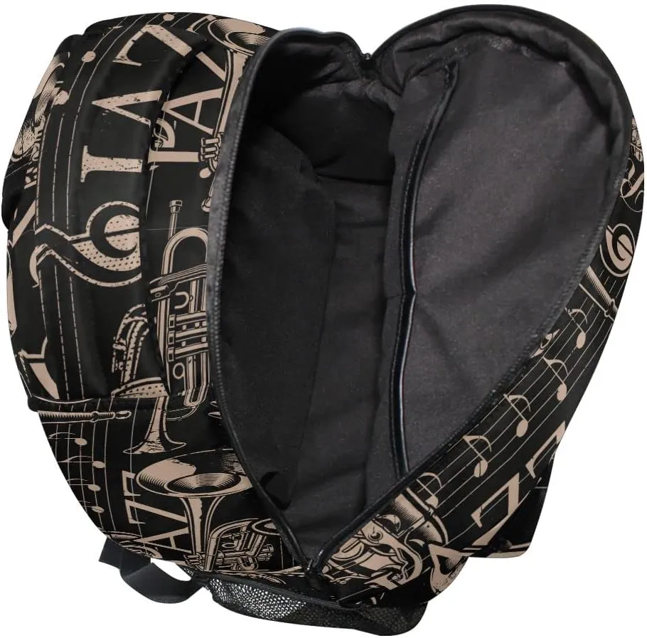Fisyme Music Jazz Backpack Laptop Bag Daypack Travel Hiking School Backpacks for Men Women Kids Girls Boys