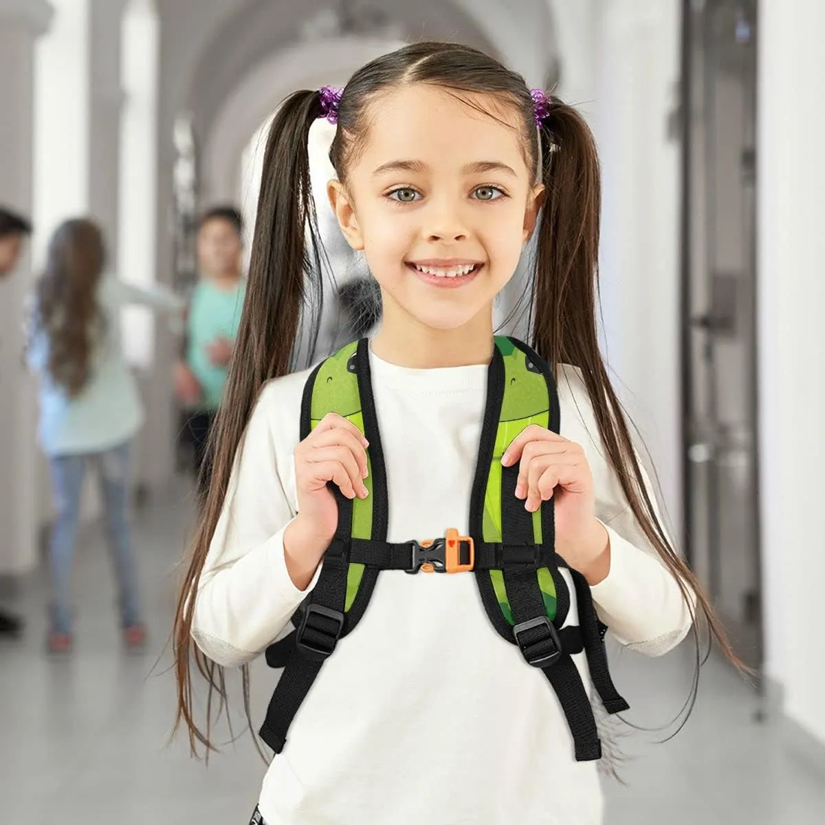 Fisyme Toddler Backpack Green Frog Butterfly School Bag Kids Backpacks for Kindergarten Preschool Nursery Girls Boys, S