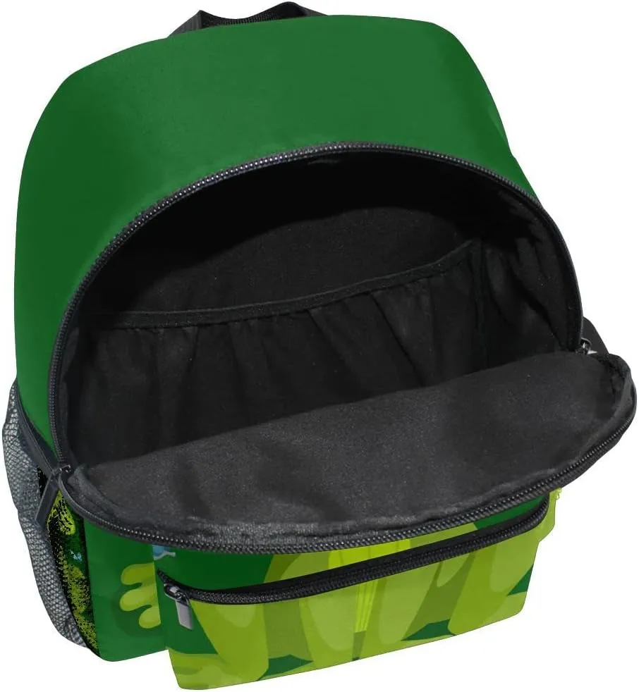 Fisyme Toddler Backpack Green Frog Butterfly School Bag Kids Backpacks for Kindergarten Preschool Nursery Girls Boys, S