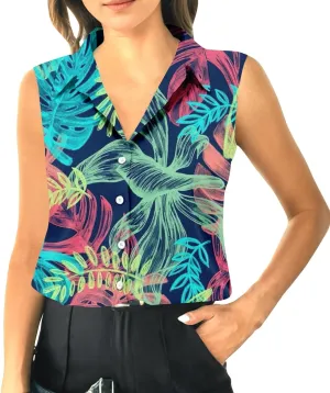 FlekmanArt Womens Tank Tops Sleeveless Button Down Tank Tops Solid Color Lapel Casual Basic Tee Fashion Loose Fit Tunic Tops
