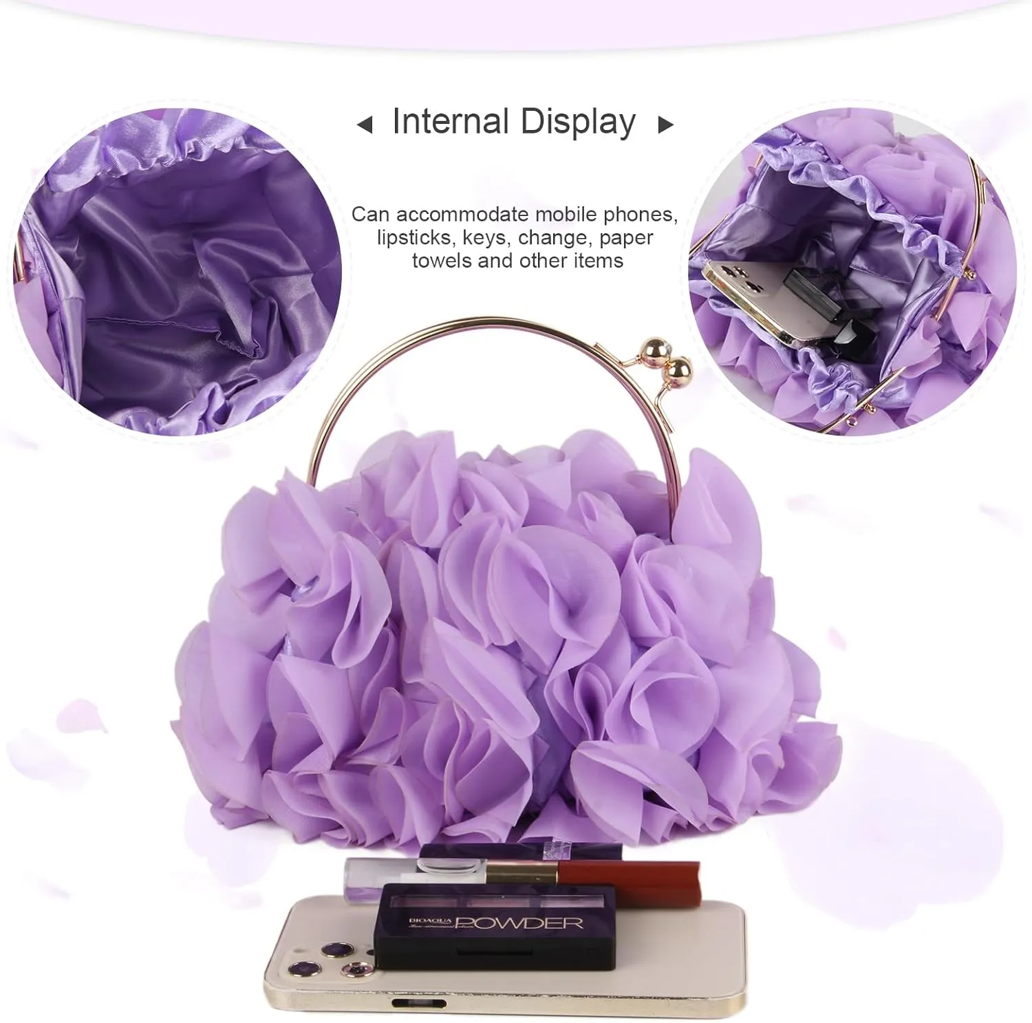 Floral Clutch Purses for Women Flower Evening Bag Wedding Purse Party Prom Handbags