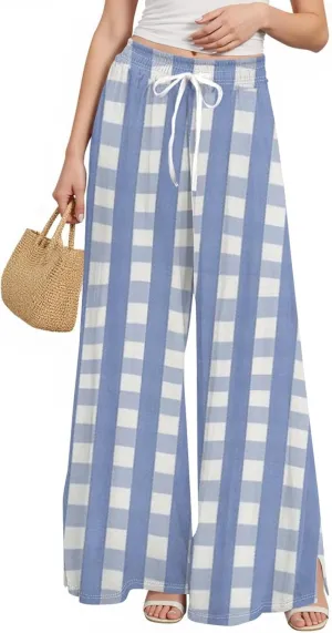 Flowy Pants for Women Casual Wide Leg Baggy Petite Vacation Outfits Yoga Dressy Beach Trousers