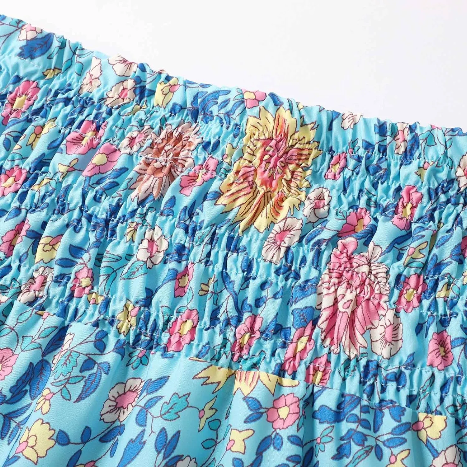 Flowy Skirts for Women Boho Summer Casual Floral Maxi Skirt Cute Tiered Vacation High Waisted A Line Long Skirts Trendy