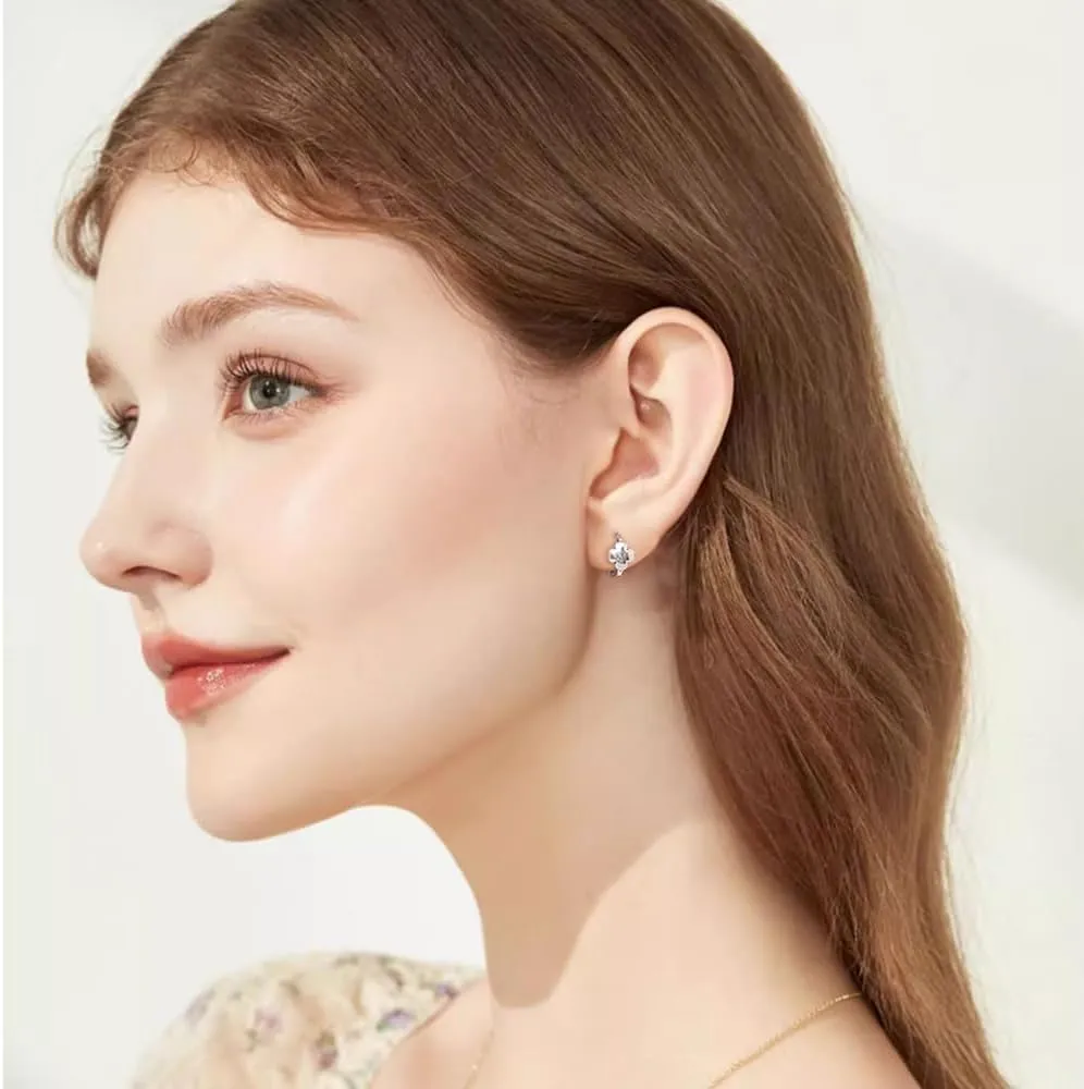 Four Leaf Clover Tragus Piercing Hoops Earrings for Women 925 Sterling Silver Tiny Huggie Hoops Flower Clover Dainty Cartilage Earrings