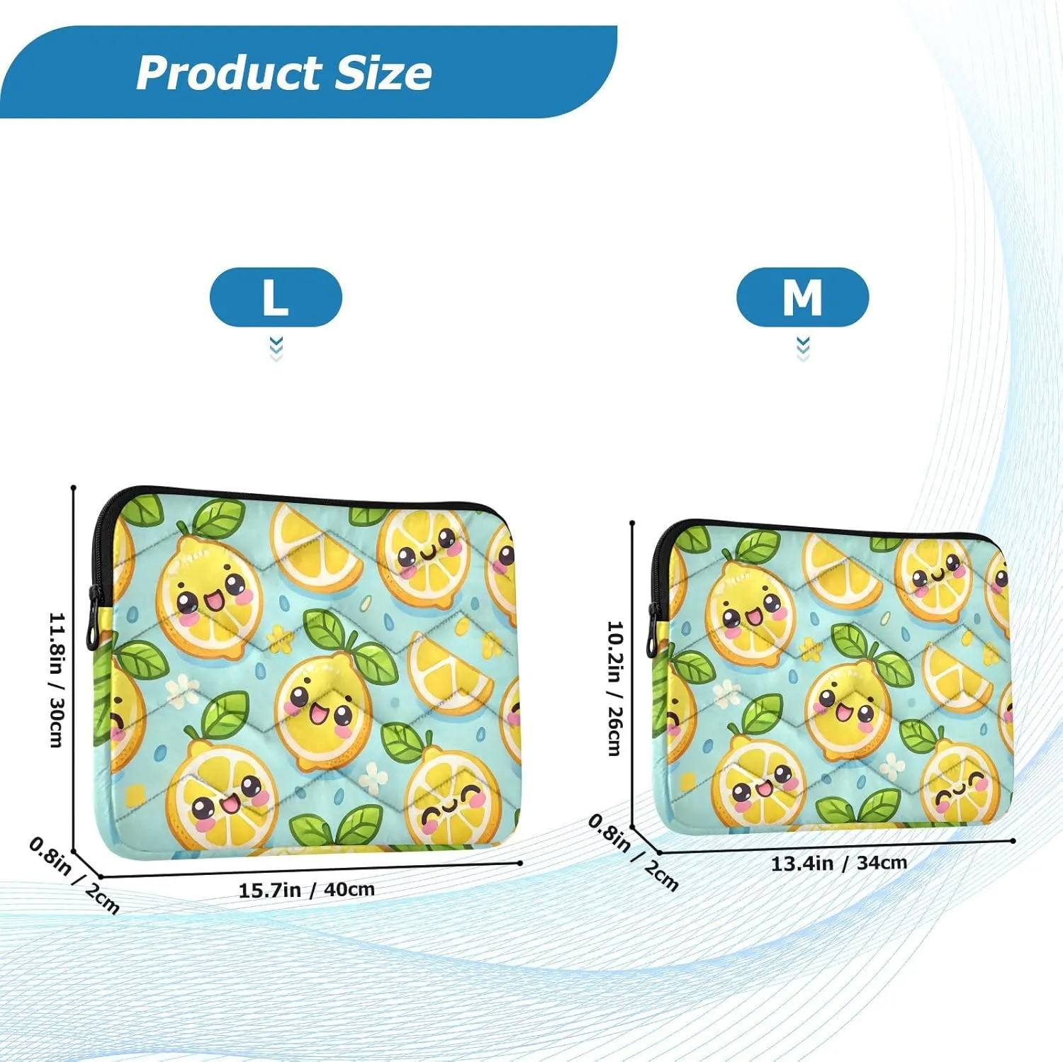 Fresh Citrus Sky Blue Laptop Sleeve Computer Bag 15.6 Inch Laptop Thin Computer Carrying Bag