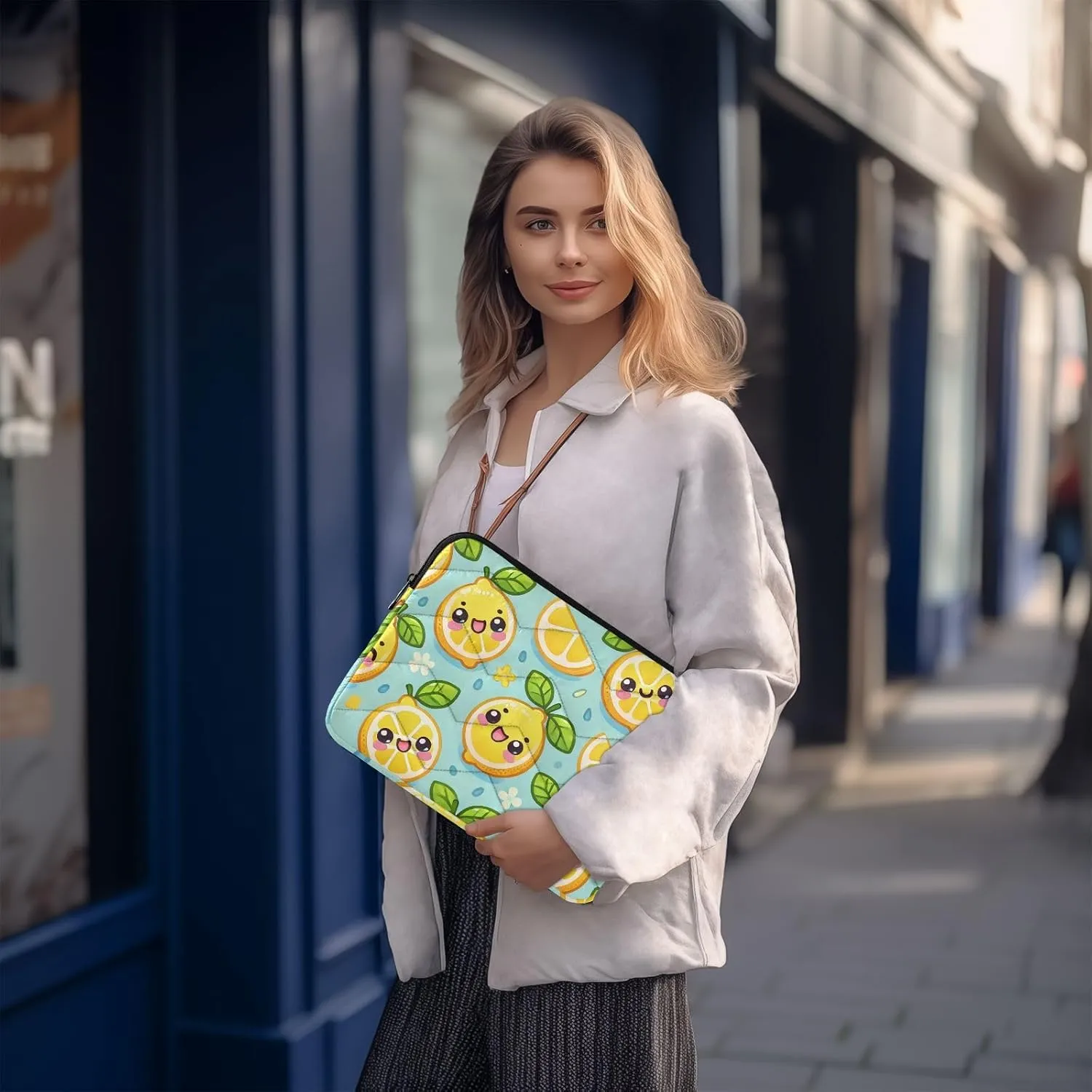 Fresh Citrus Sky Blue Laptop Sleeve Computer Bag 15.6 Inch Laptop Thin Computer Carrying Bag