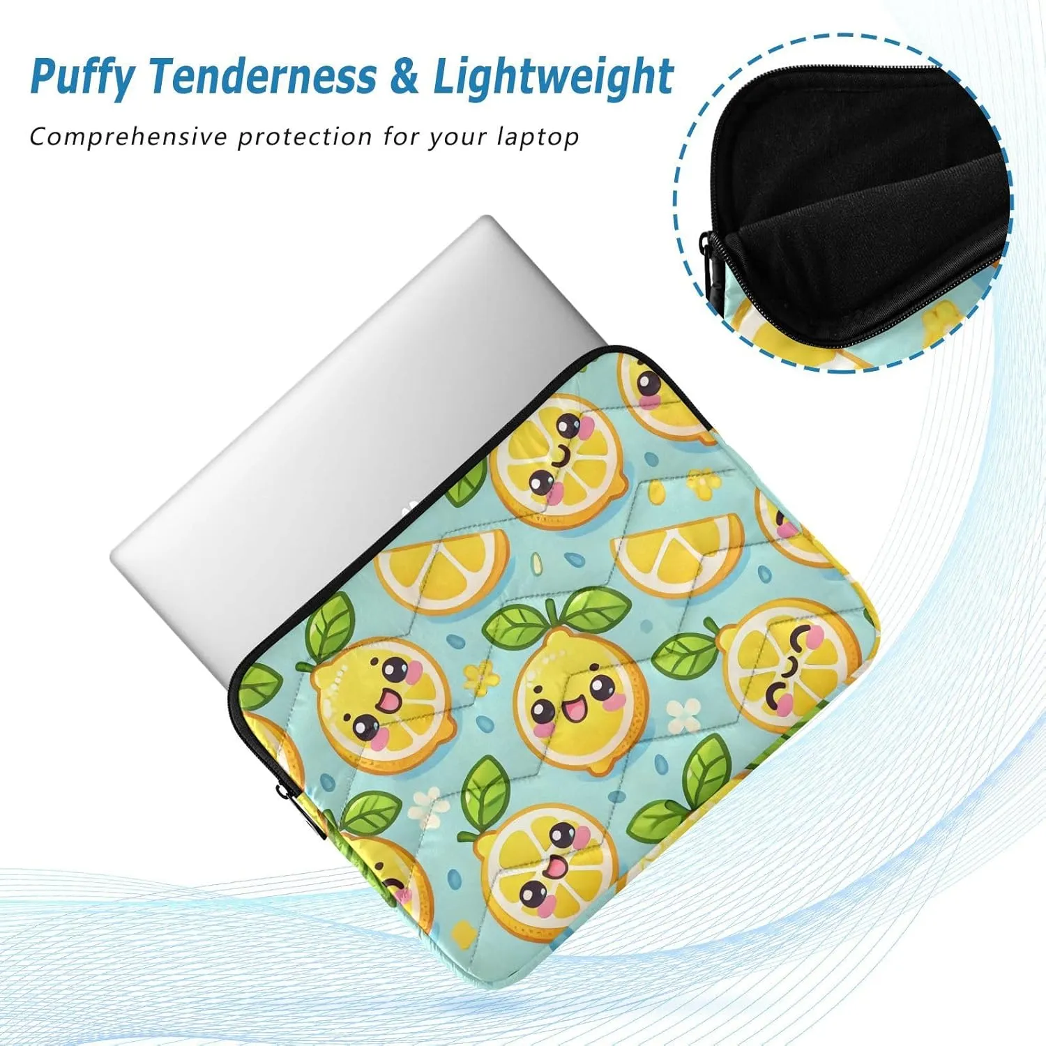 Fresh Citrus Sky Blue Laptop Sleeve Computer Bag 15.6 Inch Laptop Thin Computer Carrying Bag