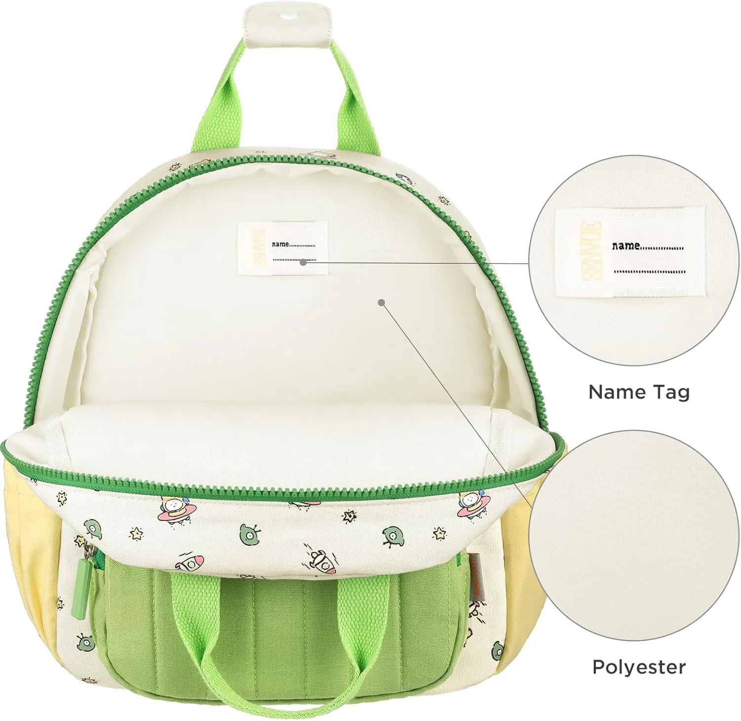 GAGAKU Toddler Backpack for Girls - Kids Mini Backpacks 2-6 years old Cartoon Breathable Comfortable Preschool Backpack for School Travel - Green Airship