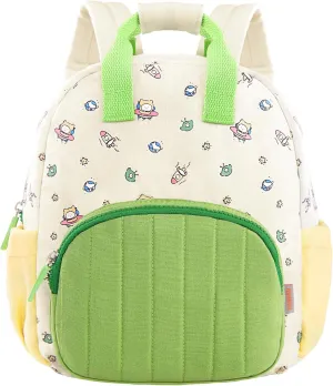 GAGAKU Toddler Backpack for Girls - Kids Mini Backpacks 2-6 years old Cartoon Breathable Comfortable Preschool Backpack for School Travel - Green Airship