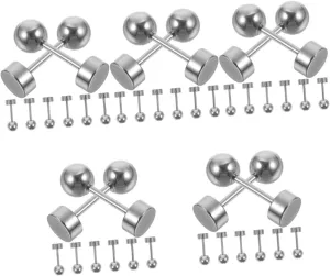 GALPADA 5sets Earrings for Women Ball Ear Studs Metal Ear Studs Minimalist Design Hoop Earring Charms 8pcs*5