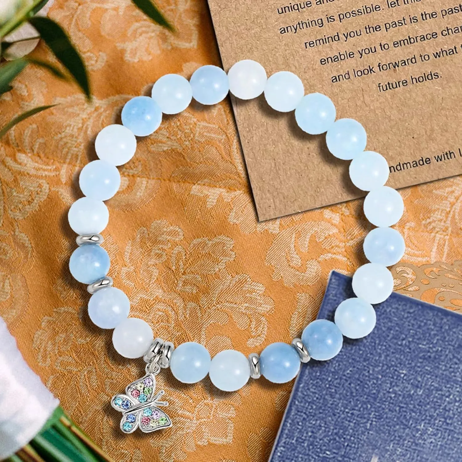 Gemstone Butterfly Handmade Bracelet, Teen Girl Gifts, Stuff for Teen Girls, Sweet 16 Gifts for Girls, Gift for Girl Women Family Friends Christmas