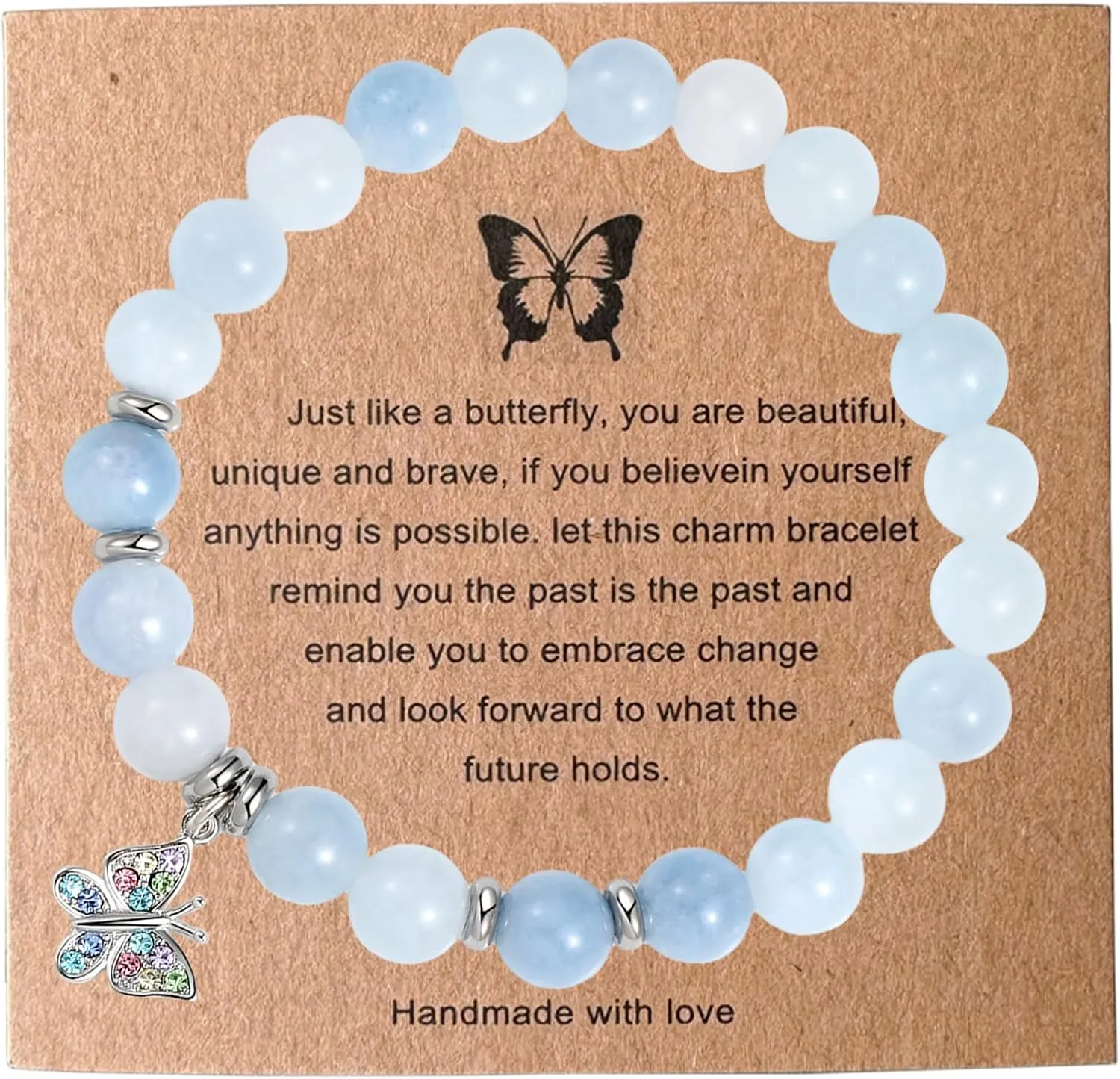 Gemstone Butterfly Handmade Bracelet, Teen Girl Gifts, Stuff for Teen Girls, Sweet 16 Gifts for Girls, Gift for Girl Women Family Friends Christmas