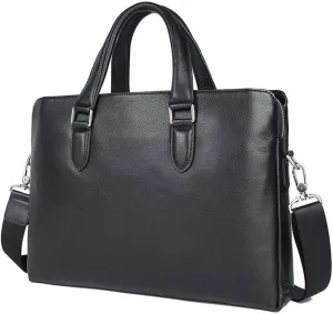 Genuine Leather Briefcase for Men, Business Travel Messenger Bags, Briefcases for Men, Cowhide High Capacity Handbag (Color : Black)