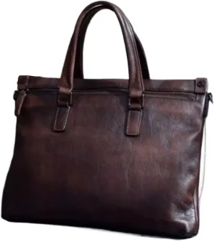 Genuine Leather Laptop Bags Mens Handbags Messenger Shoulder Bags Business Briefcases Crossbody Bags 13.8Inch