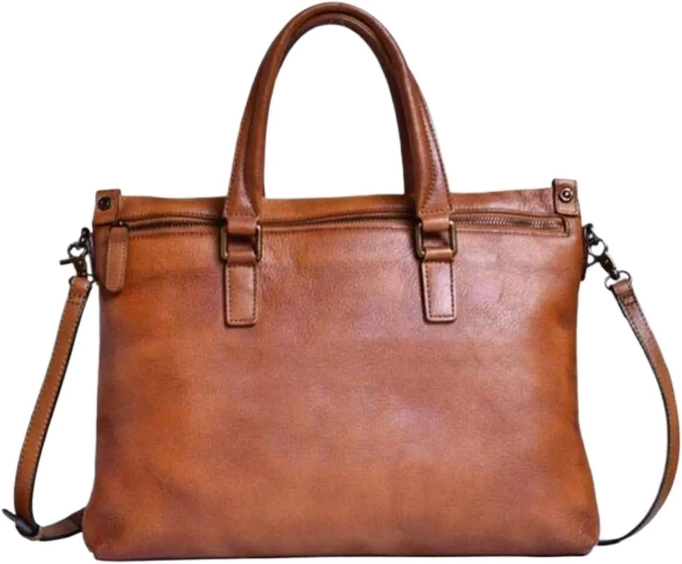Genuine Leather Laptop Bags Mens Handbags Messenger Shoulder Bags Business Briefcases Crossbody Bags 13.8Inch