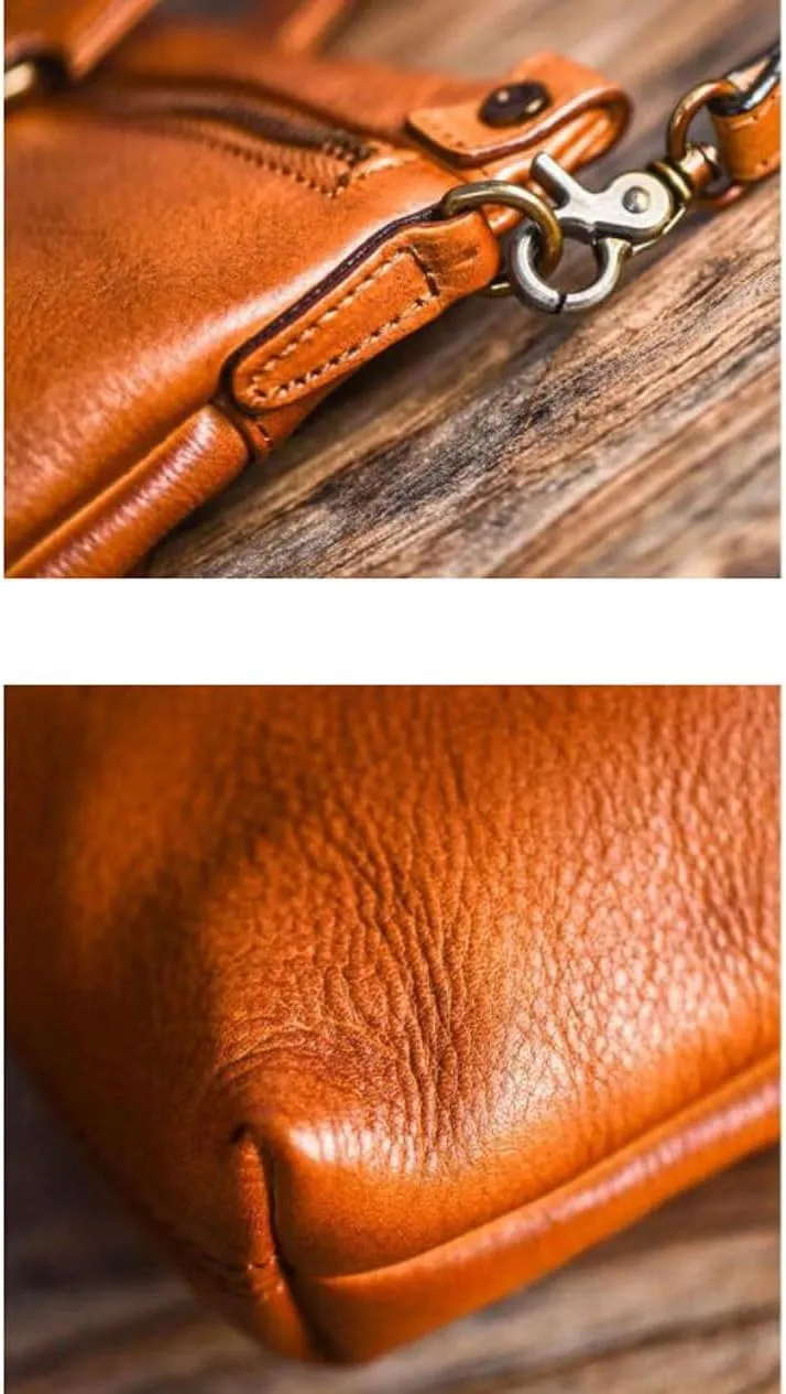 Genuine Leather Laptop Bags Mens Handbags Messenger Shoulder Bags Business Briefcases Crossbody Bags 13.8Inch