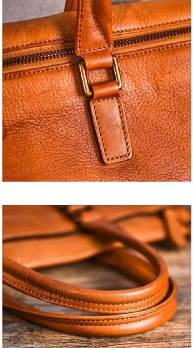 Genuine Leather Laptop Bags Mens Handbags Messenger Shoulder Bags Business Briefcases Crossbody Bags 13.8Inch