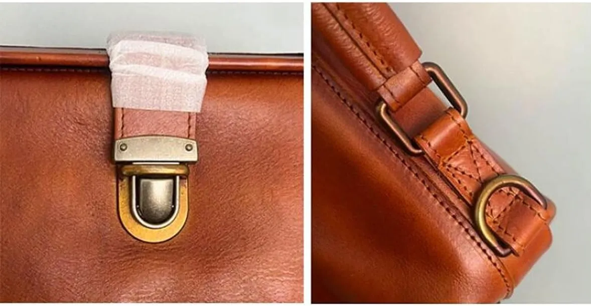 Genuine Leather Laptop Bags Mens Handbags Messenger Shoulder Bags Business Briefcases Crossbody Bags 13.8Inch