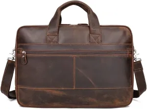 Genuine Leather Laptop Bags, Messenger Bags, Business Work Laptop Handbag Shoulder Bags, Mens Briefcases (Color : Brown)