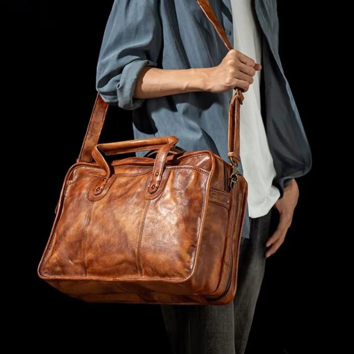 Genuine Leather Messenger Shoulder Bags Handbags Mens Briefcases Computers Bags Laptop Bags Travel Luggage Bags