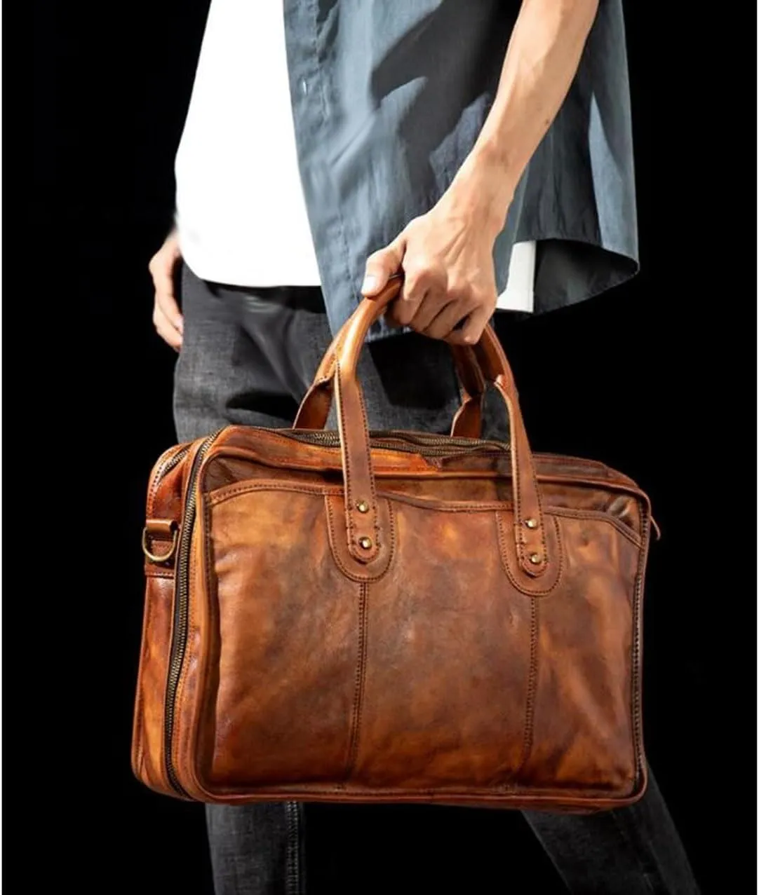 Genuine Leather Messenger Shoulder Bags Handbags Mens Briefcases Computers Bags Laptop Bags Travel Luggage Bags