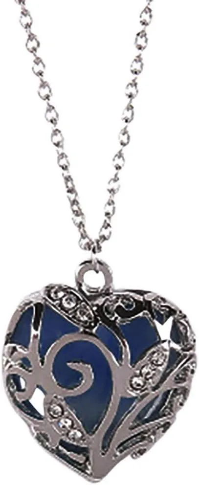 Glow in The Dark Women Hollow Out Heart Pendant Necklace Luminous Necklace Fashion Jewelry (Multicolor, One Size)