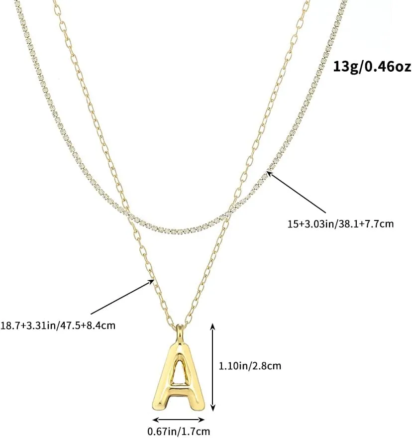 Gold Bubble Letter Necklace for Women | Individually Stackable Initial Necklaces | Dainty Gold Layered Necklace for Women | Jewelry Gift for Women