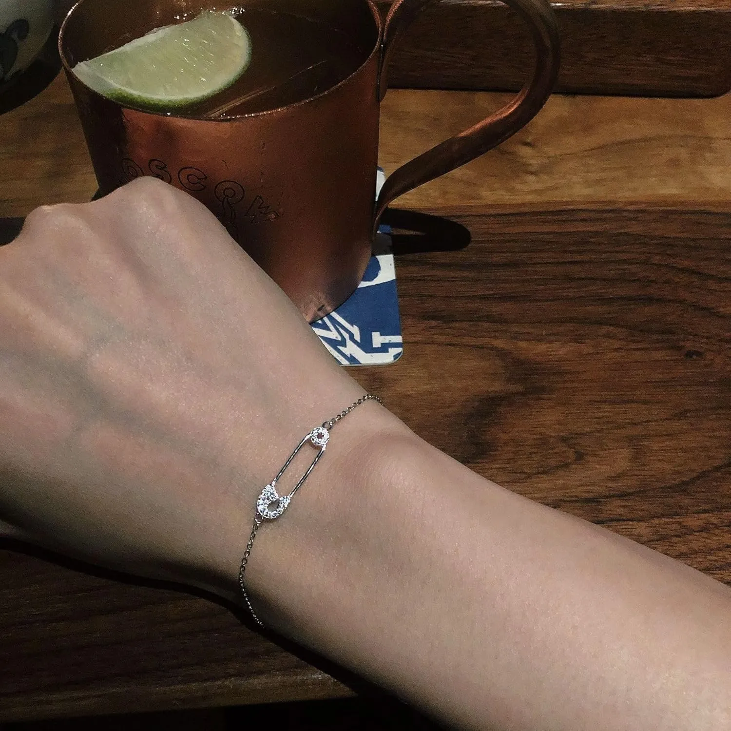 Gold Safety Pin Bracelet - Mental Health Link Bracelet for Women