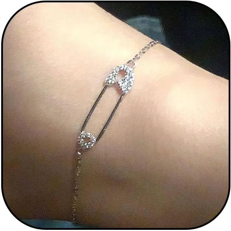 Gold Safety Pin Bracelet - Mental Health Link Bracelet for Women