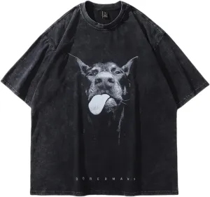 Graphic Tees Men Y2k Cute Oversized T Shirts Streetwear Dog Print Casual Tee Summer Loose Harajuku Tops