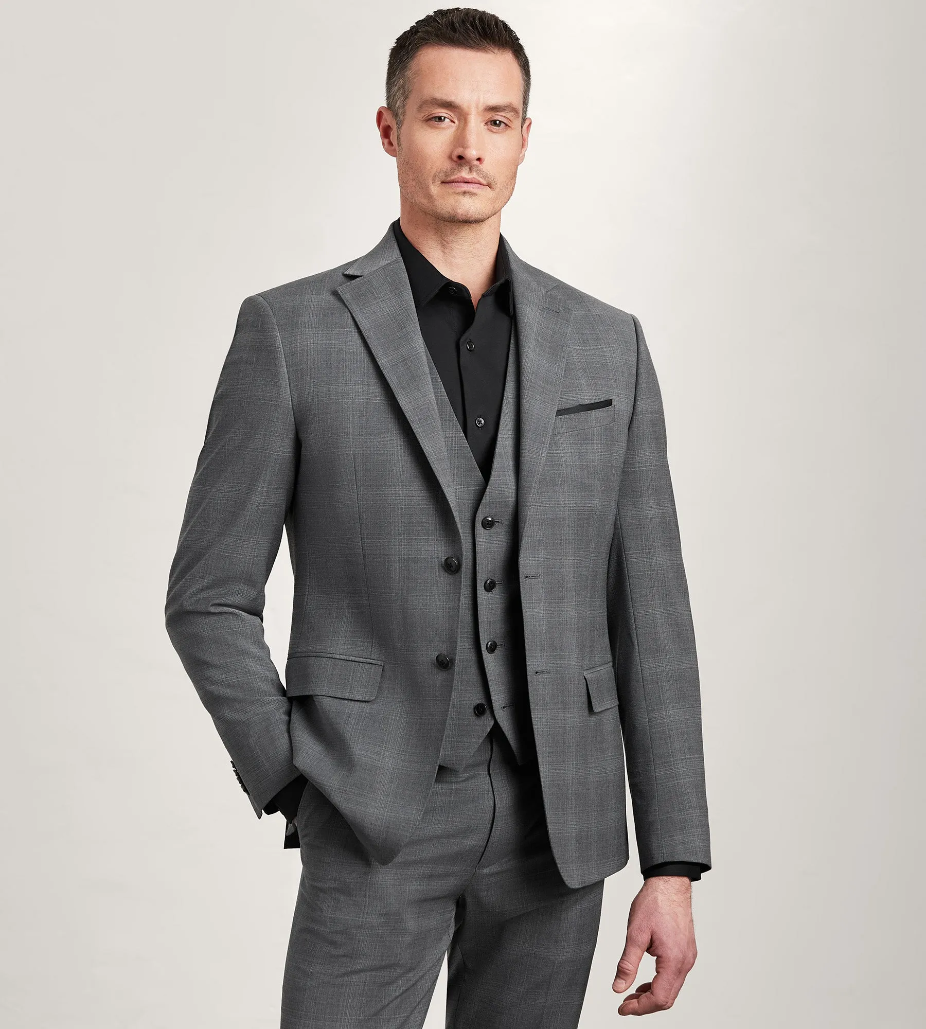 Grey Plaid Suit Vest