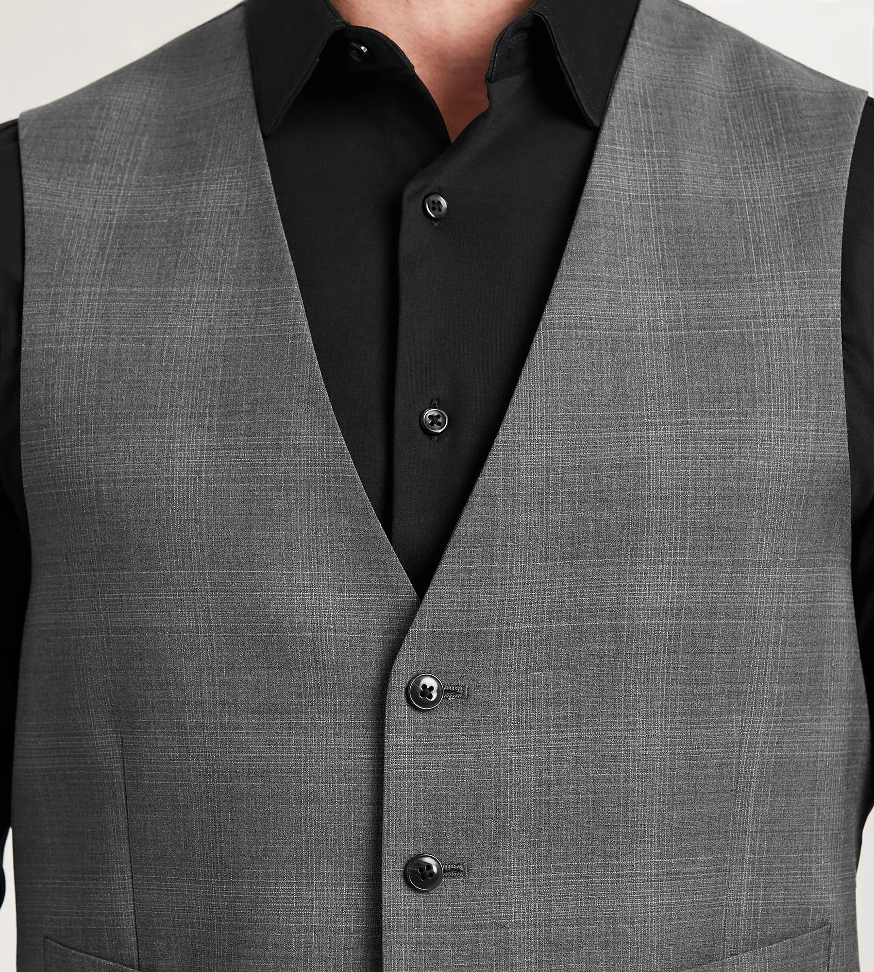 Grey Plaid Suit Vest