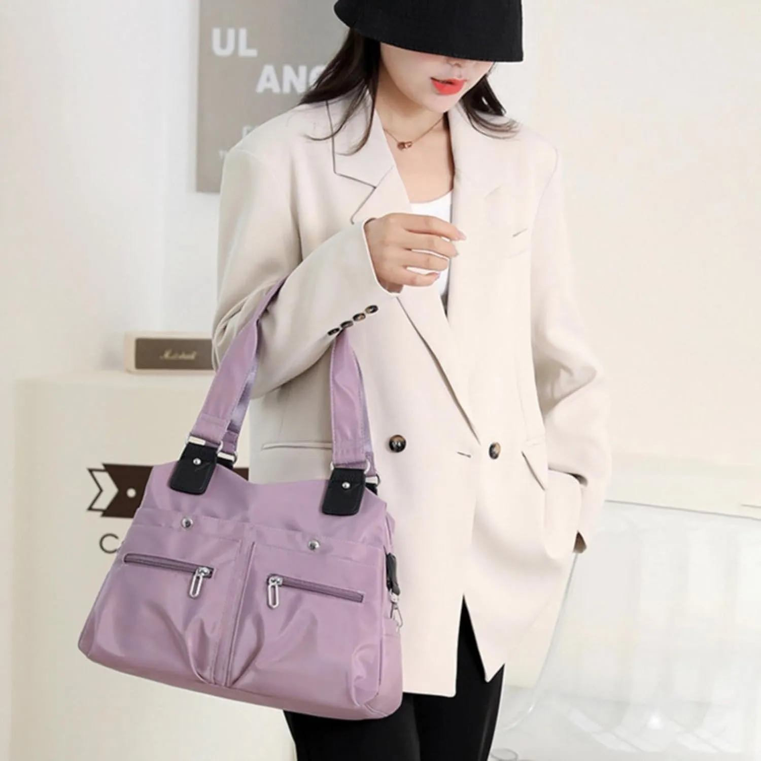 Hand Bag for Womens Large Capacity Lightweigh Nylon Cloth Handbag Work Laptop Bags Travel Messenger Gym Totes