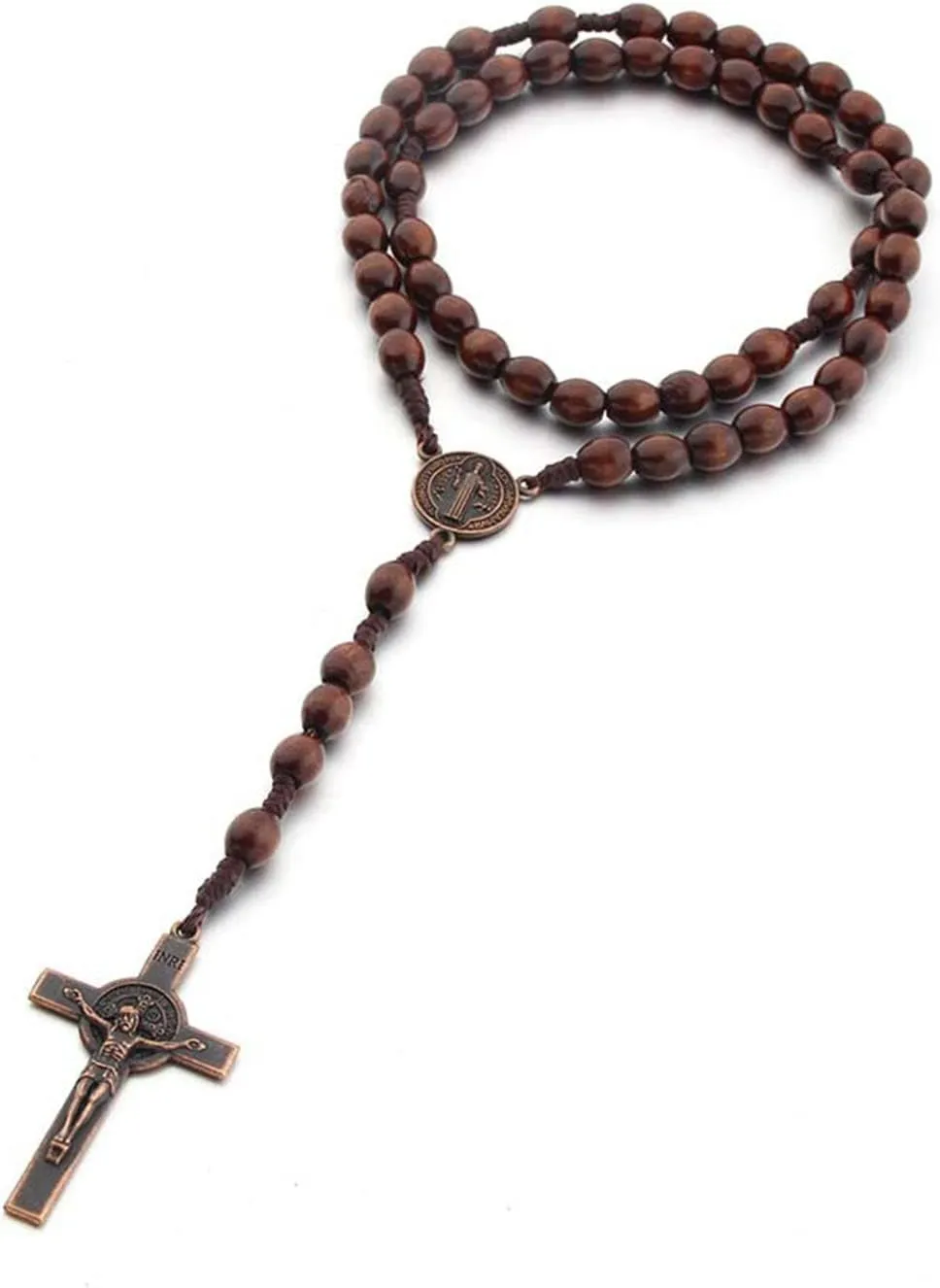 Hand-made Wooden Rosary Necklaces Round Beads Religious Jewelry Women Men Prayer Necklaces