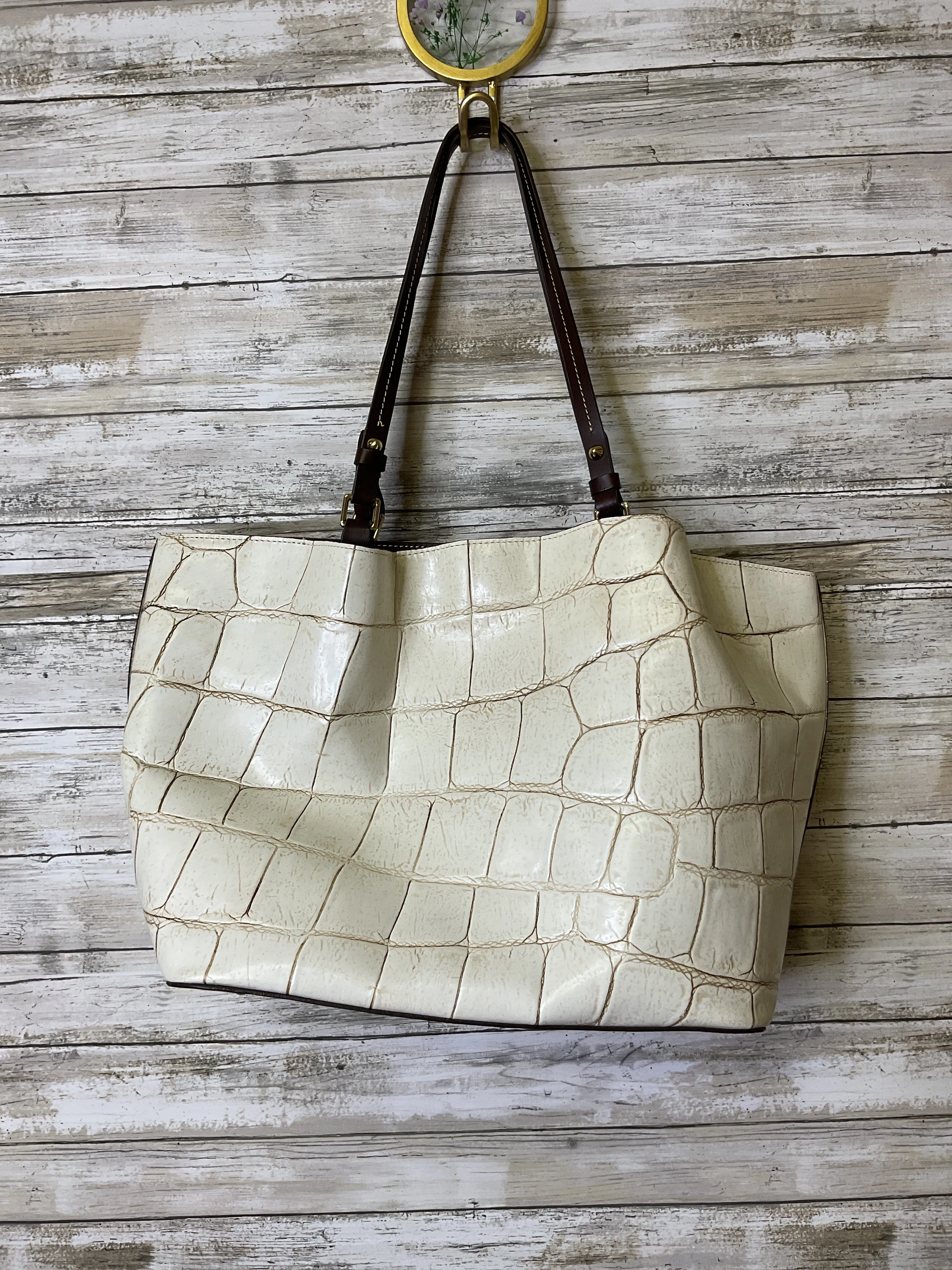 Handbag Designer By Dooney And Bourke In Cream, Size:Large