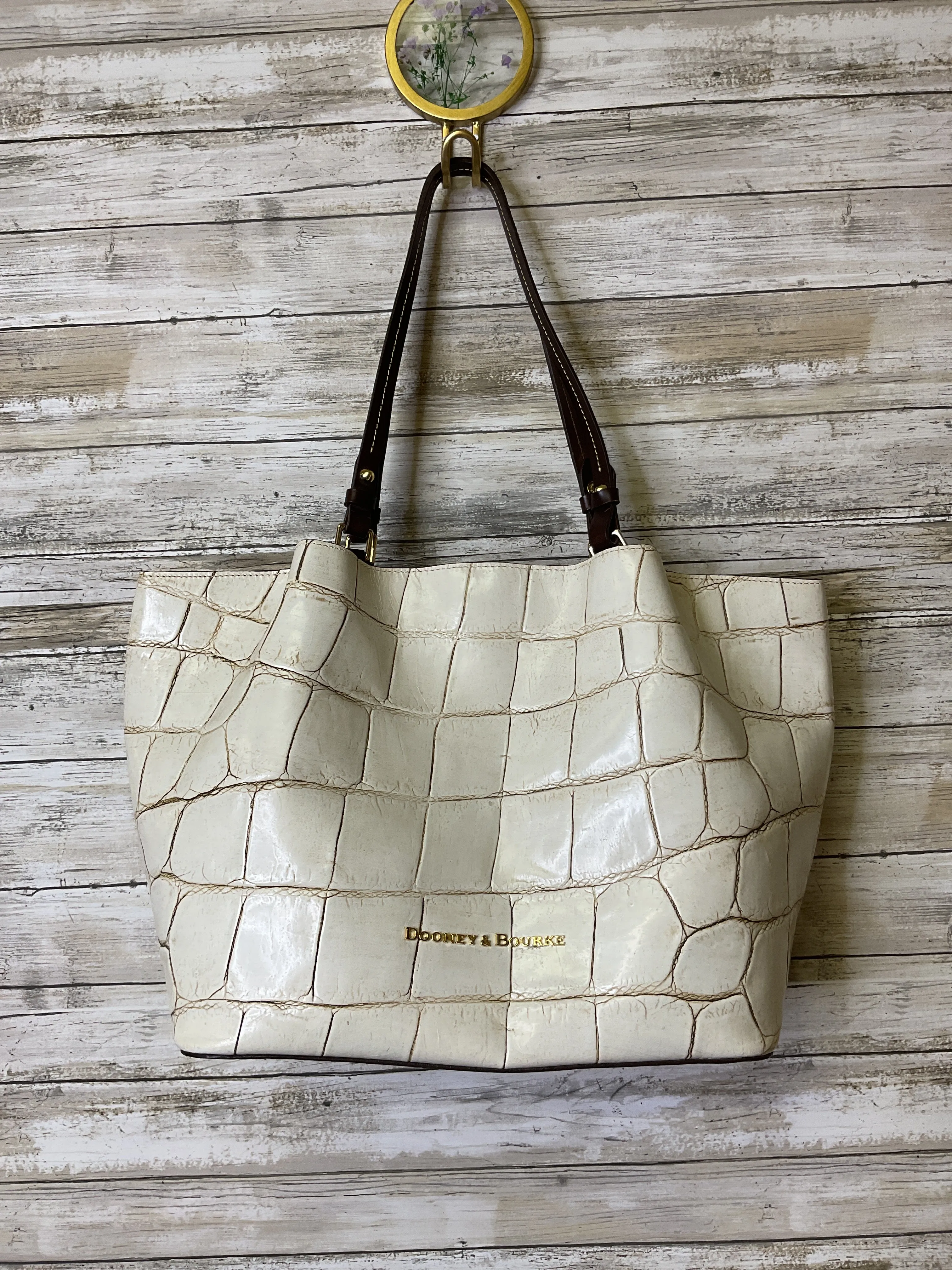 Handbag Designer By Dooney And Bourke In Cream, Size:Large
