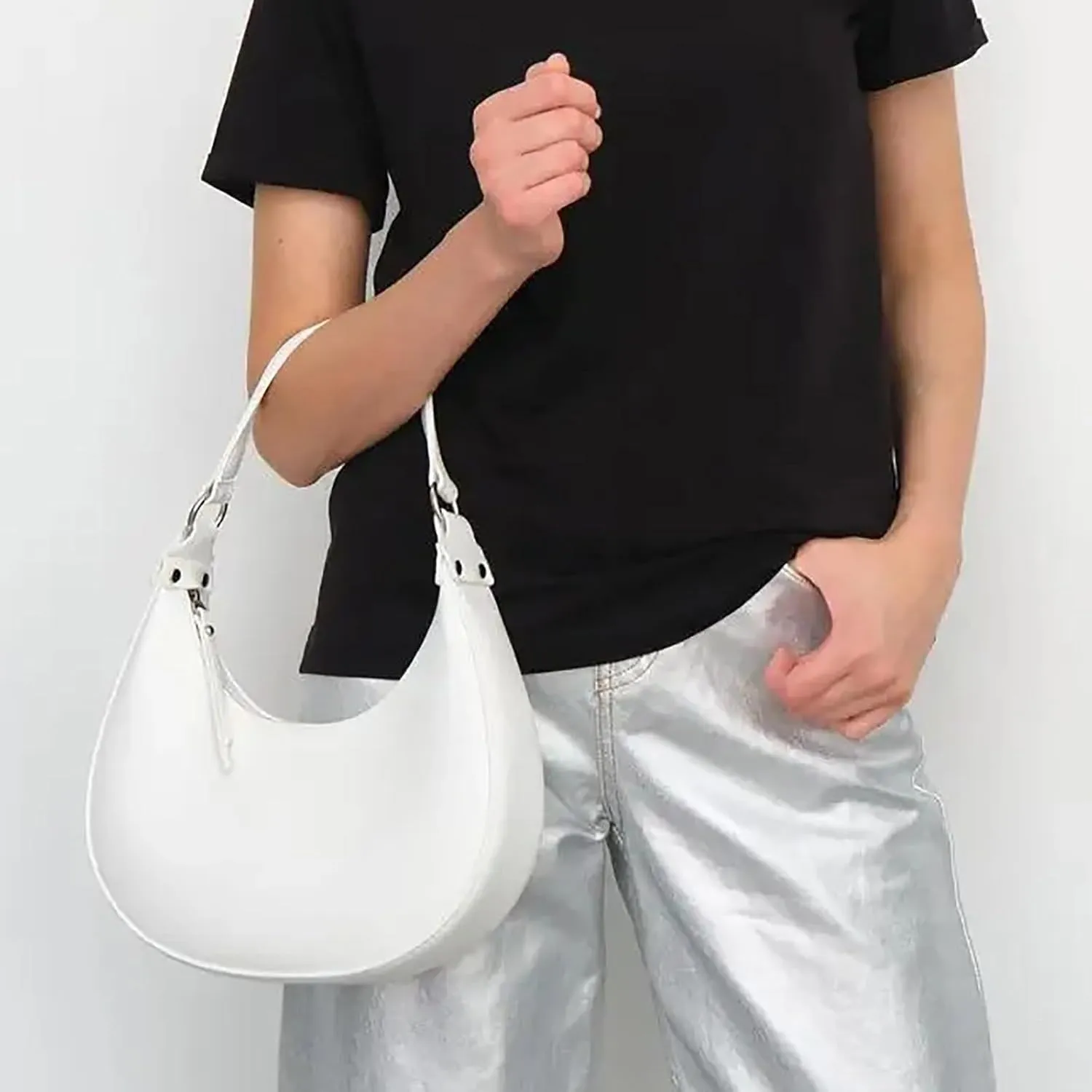 Handbags for Womens Crescent Shoulder Bags Satchel Roomy Fashion Mini Clutch Purse Zipper Cute Hobo Tote Bags