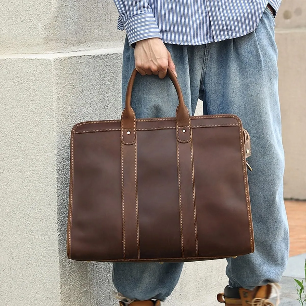 Handbags Messenger Bags Briefcases Casual Daypacks Men's Genuine Leather Shoulder Bags Laptop Bags Carrying Cases
