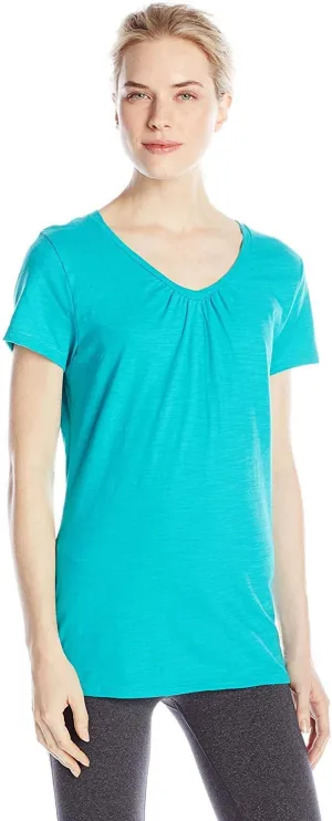 Hanes Women's Shirts, Slub Cotton Shirred V-Neck Tee, Cotton T-Shirts for Women, Womens Tee Shirts