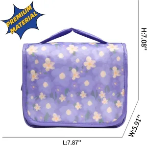 Hanging Travel Toiletry Bag with Spacious Compartments,Cute Cartoon Large Waterproof Portable Makeup Bag for Women (purple)