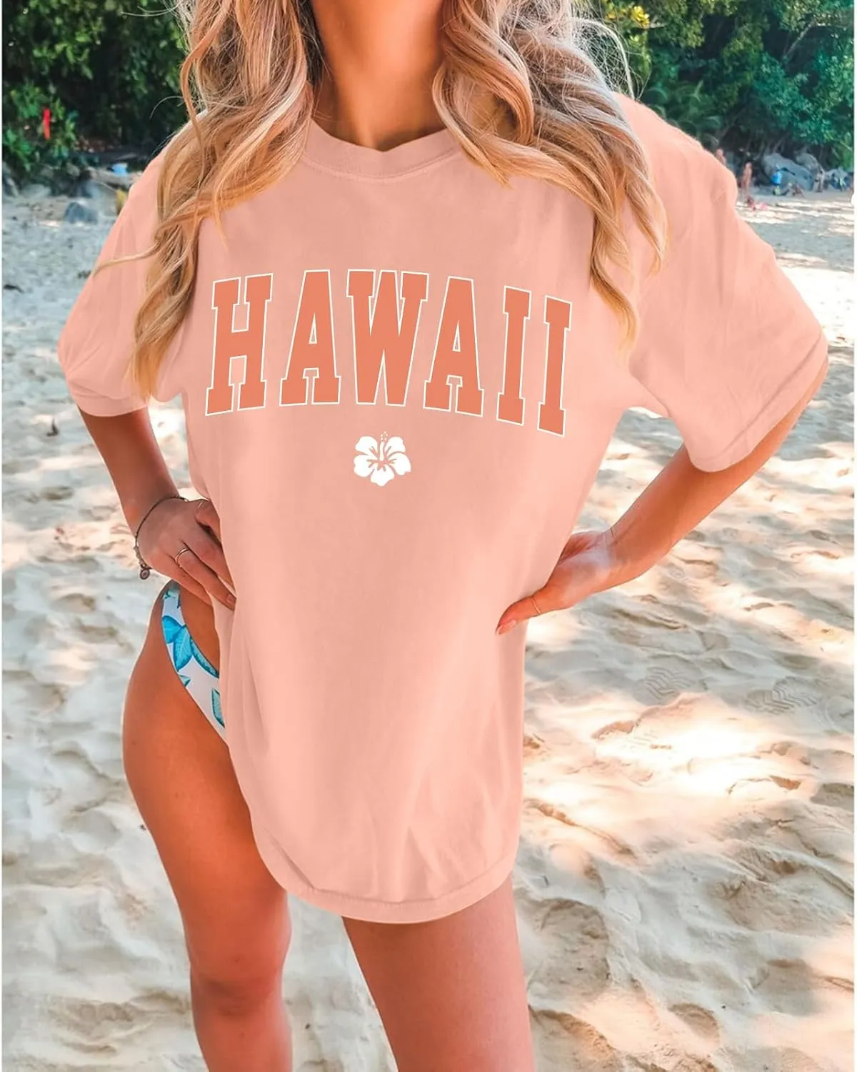 Hawaiian Shirts for Women Oversized Hawaii Graphic Tees for Teen Girls Preppy Aesthetic Shirts Beach T Shirts Tops