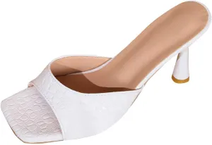 Heels for Women Summer Kitten Heels Shoes Fashion Square Open Toe Low Heel Sandals Comfort Dress Slip On Mule Slides