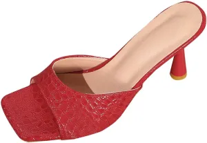 Heels for Women Summer Kitten Heels Shoes Fashion Square Open Toe Low Heel Sandals Comfort Dress Slip On Mule Slides